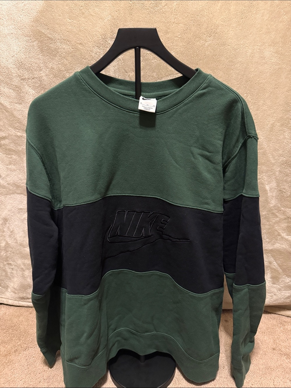 Nike Green and Black Panel Crewneck Sweater
